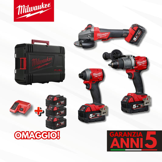 Kit 3in1 Milwaukee: Trapano + Avvitatore + Flex/Smerigliatrice
